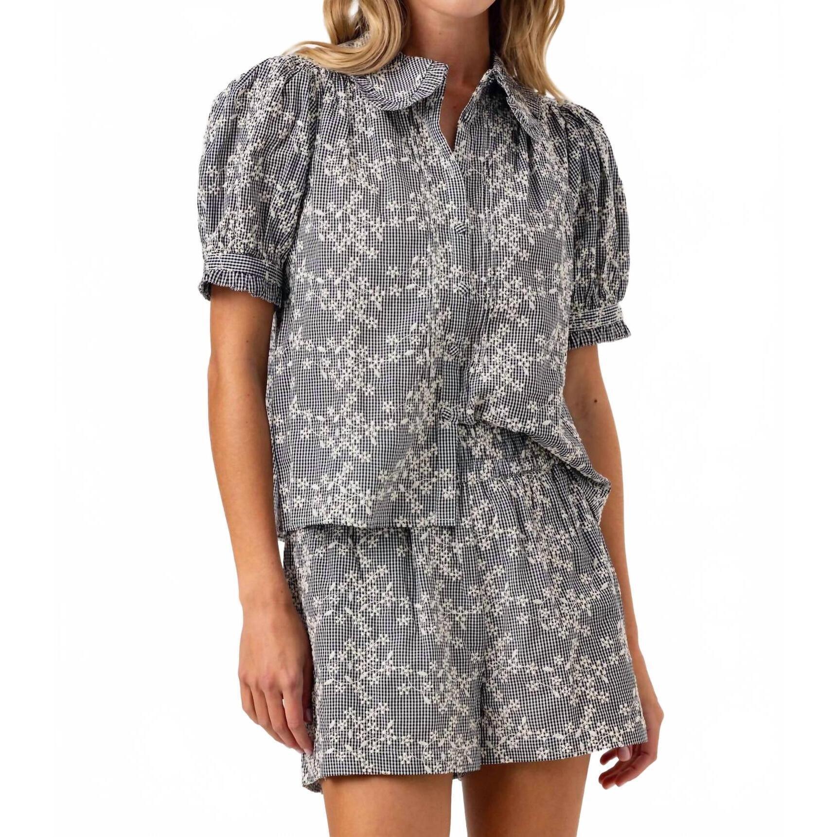 New Sundays Lotus Shirt In Black Gingham